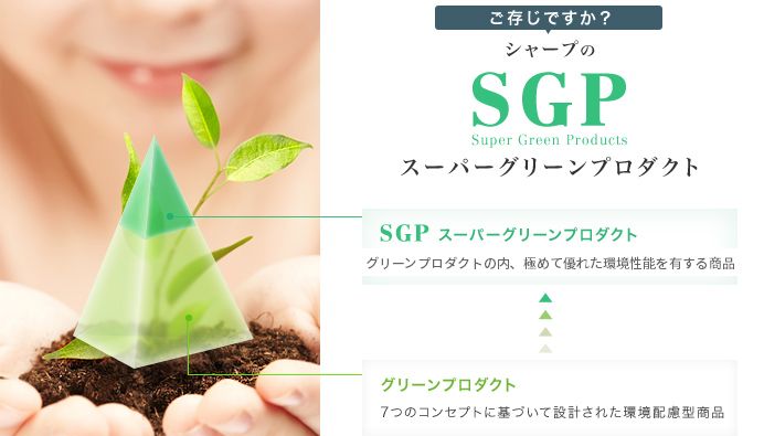 シャープのSGP（スーパーグリーンプロダクト）グリーンプロダクトのうち、省エネ性能が特に優れた商品