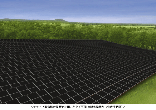 <シャープ製薄膜太陽電池を用いたタイ王国 太陽光発電所(完成予想図)>