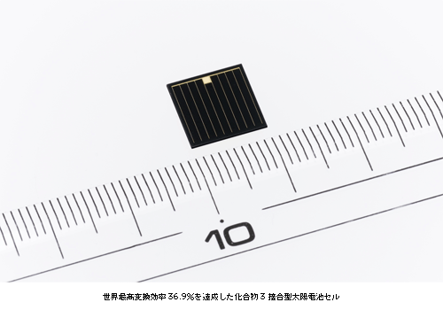 世界最高変換効率36.9%を達成した化合物3接合型太陽電池セル