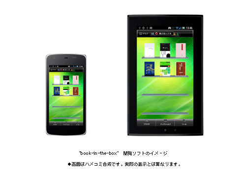 “book-in-the-box”閲覧ソフトのイメージ ●画面はハメコミ合成です。実際の表示とは異なります。